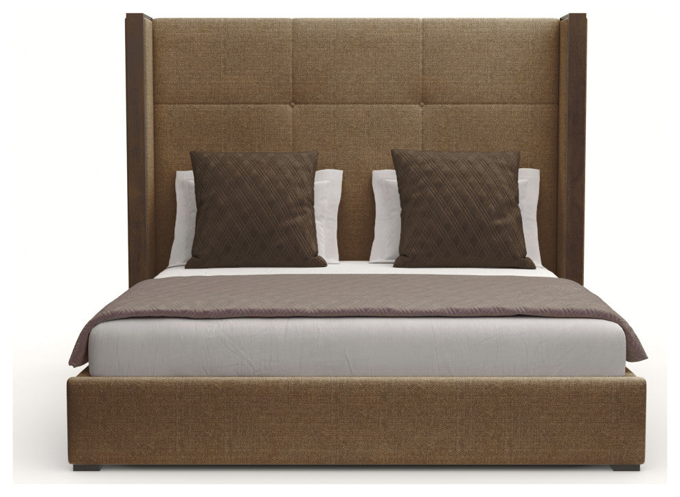 Nativa Interiors Irenne Simple Tufted Bed, Brown, King, Medium 67"