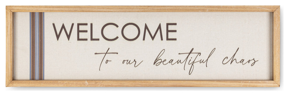 Set of 2, 11.75" Wood and Linen Inspirational Wall Art