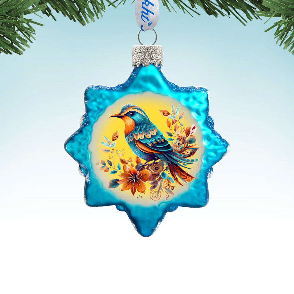 Blue Sparrow Mercury Glass Ornaments Wildlife Holiday Decor
