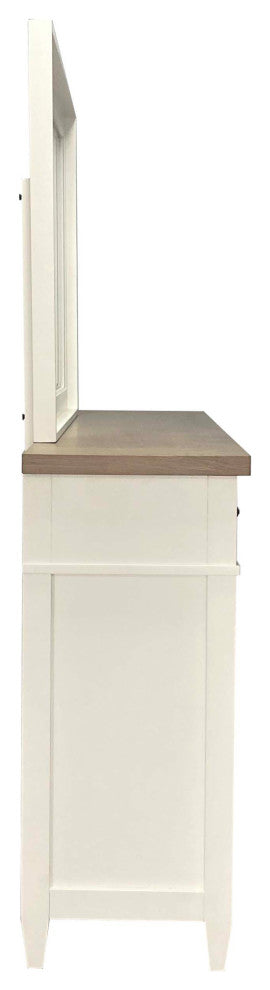 Queen Platform Bed With Dresser and Mirror, Queen