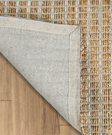 Gray Modern Grid Organic Jute Area Rug, 9'x12'
