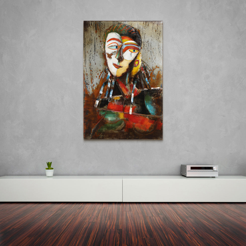 "Homme 1" Primo Mixed Media Hand Painted 3D Metal Wall Art