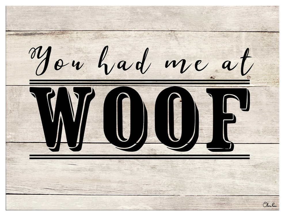 Ready2HangArt ''WOOF'' Wrapped Canvas Dog Wall Art, 12"x16"