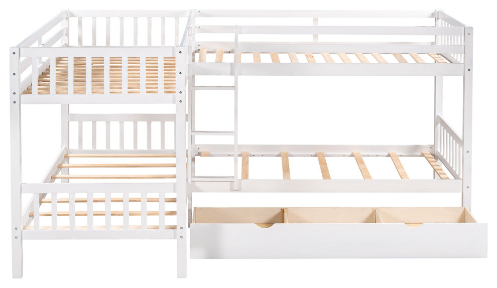 Gewnee Twin L-Shaped Bunk bed with Drawers in Gray