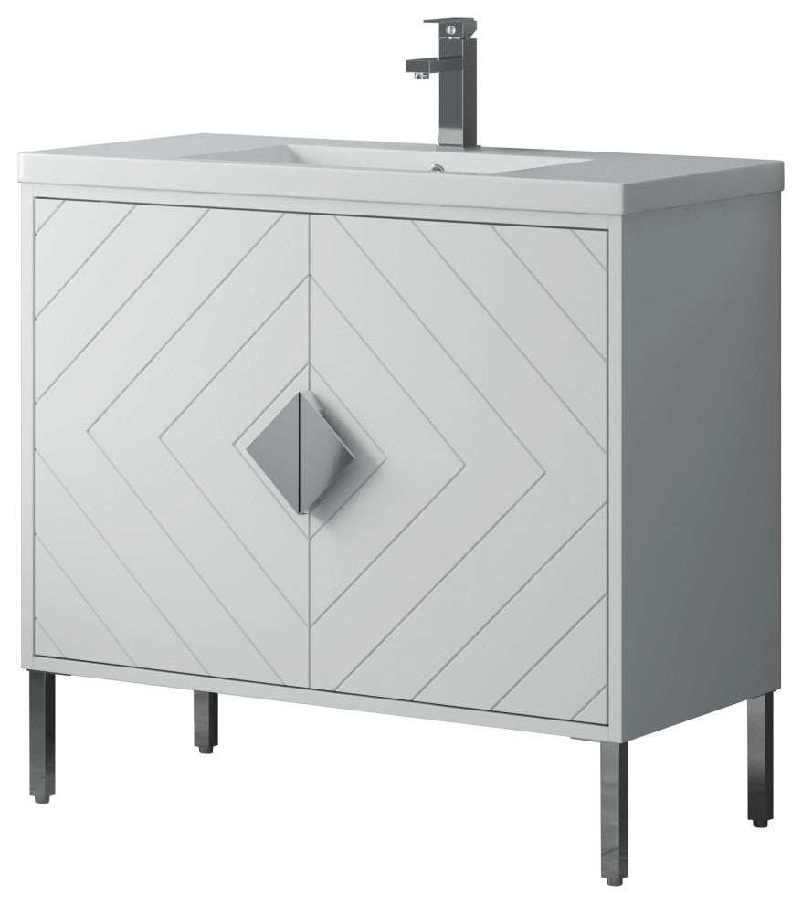 36" Tennant Brand Modern Style White Eileen Bathroom Sink Vanity