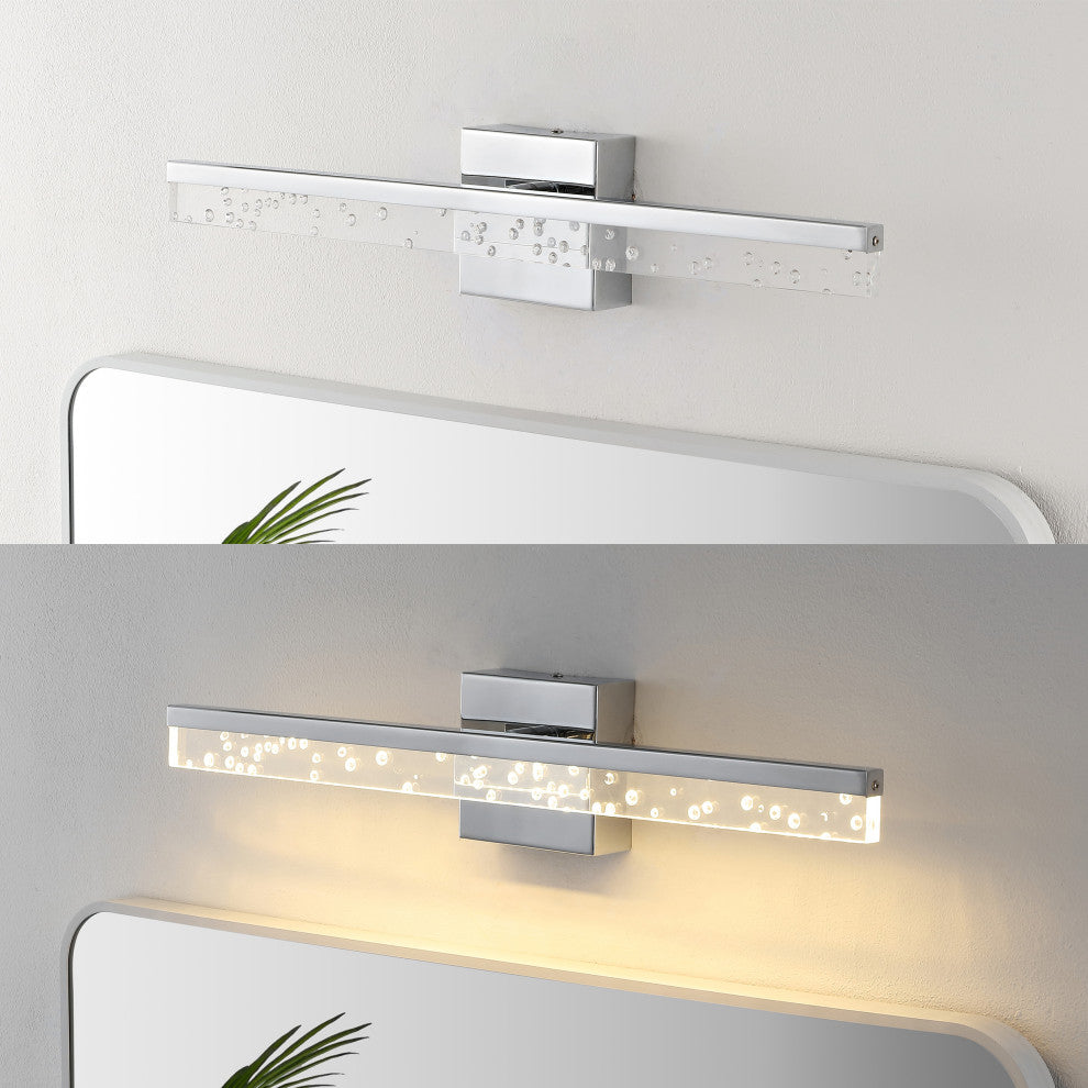 Mario 22" 1-Light 360-Degree Rotatable Integrated LED, Chrome/Clear, Width: 22"