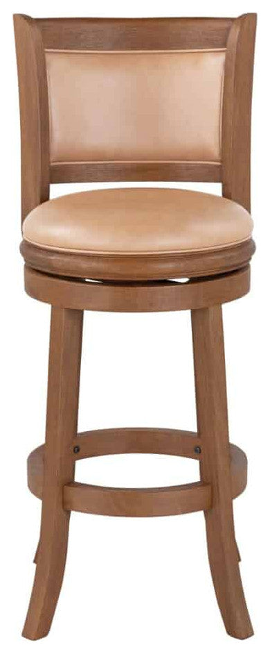 Augusta Swivel Bar Stool, Chestnut Wire-Brush