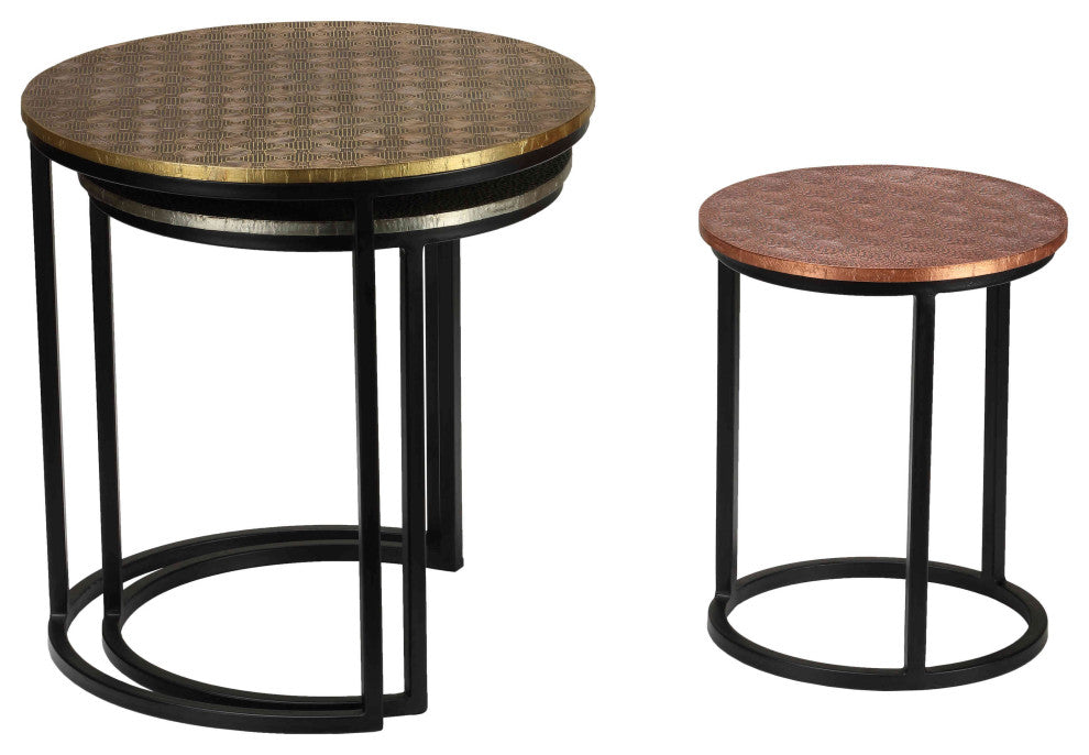 Bare Decor Georgia Metal Nesting End Tables, 3-Piece Set