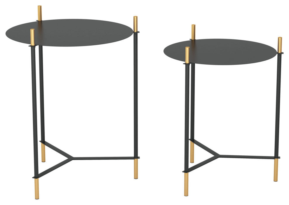 Sofa Side Table, Round, Steel Metal, Black, Gold, Lounge Cafe Lobby Hospitality