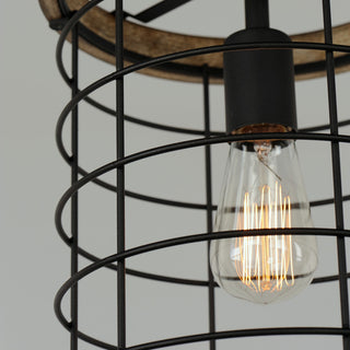 Maxim 12519 Homestead 10"W Cage Mini Pendant - Driftwood / Black