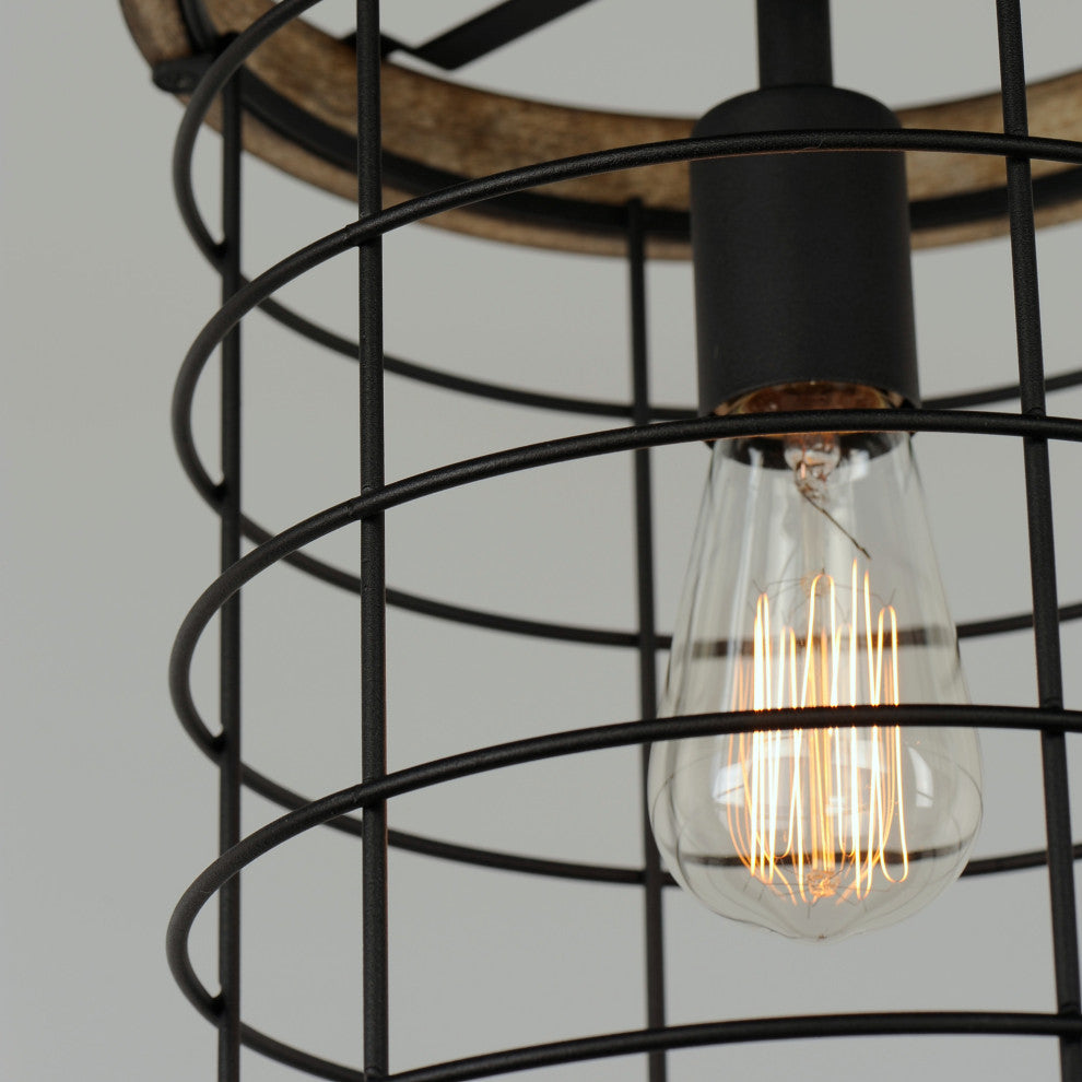 Maxim 12519 Homestead 10"W Cage Mini Pendant - Driftwood / Black