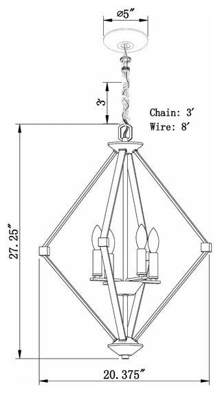 4 Light Chandeler, Brushed Nickel