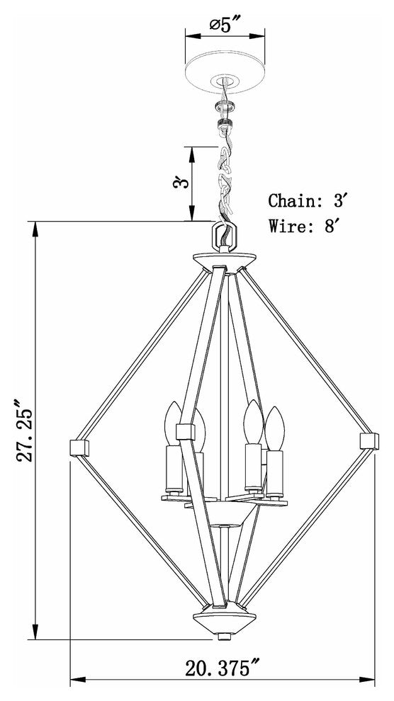 4 Light Chandeler, Brushed Nickel