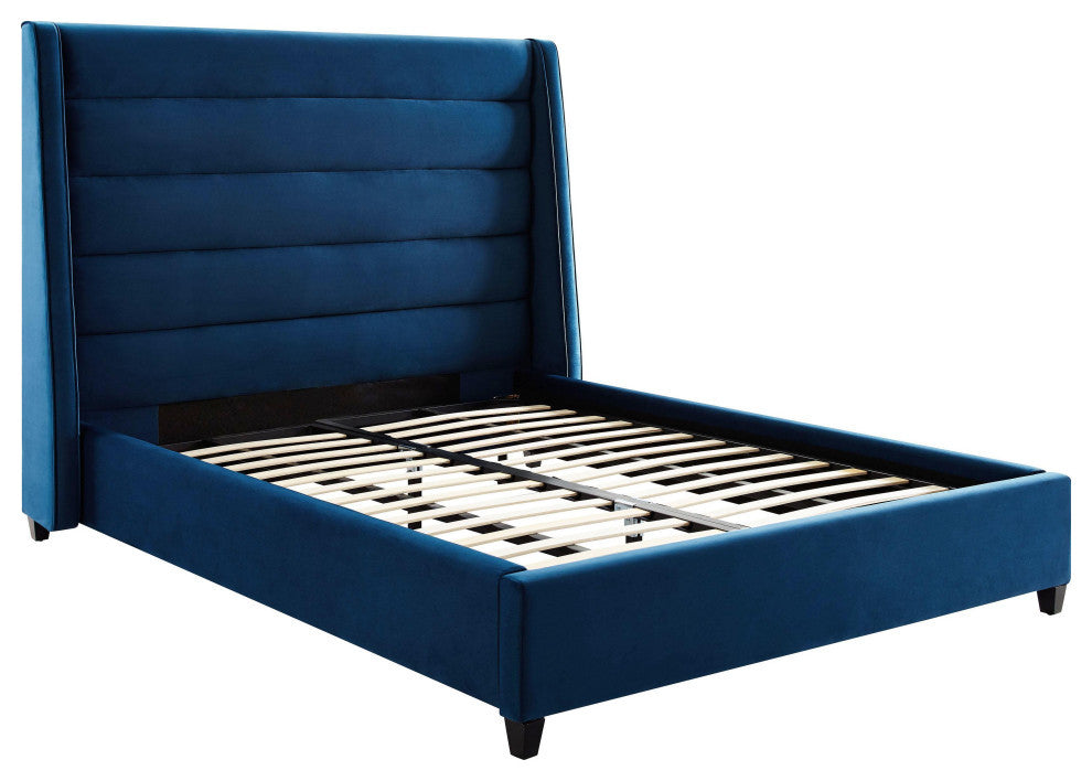 TOV Furniture Koah Navy Velvet Bed in King