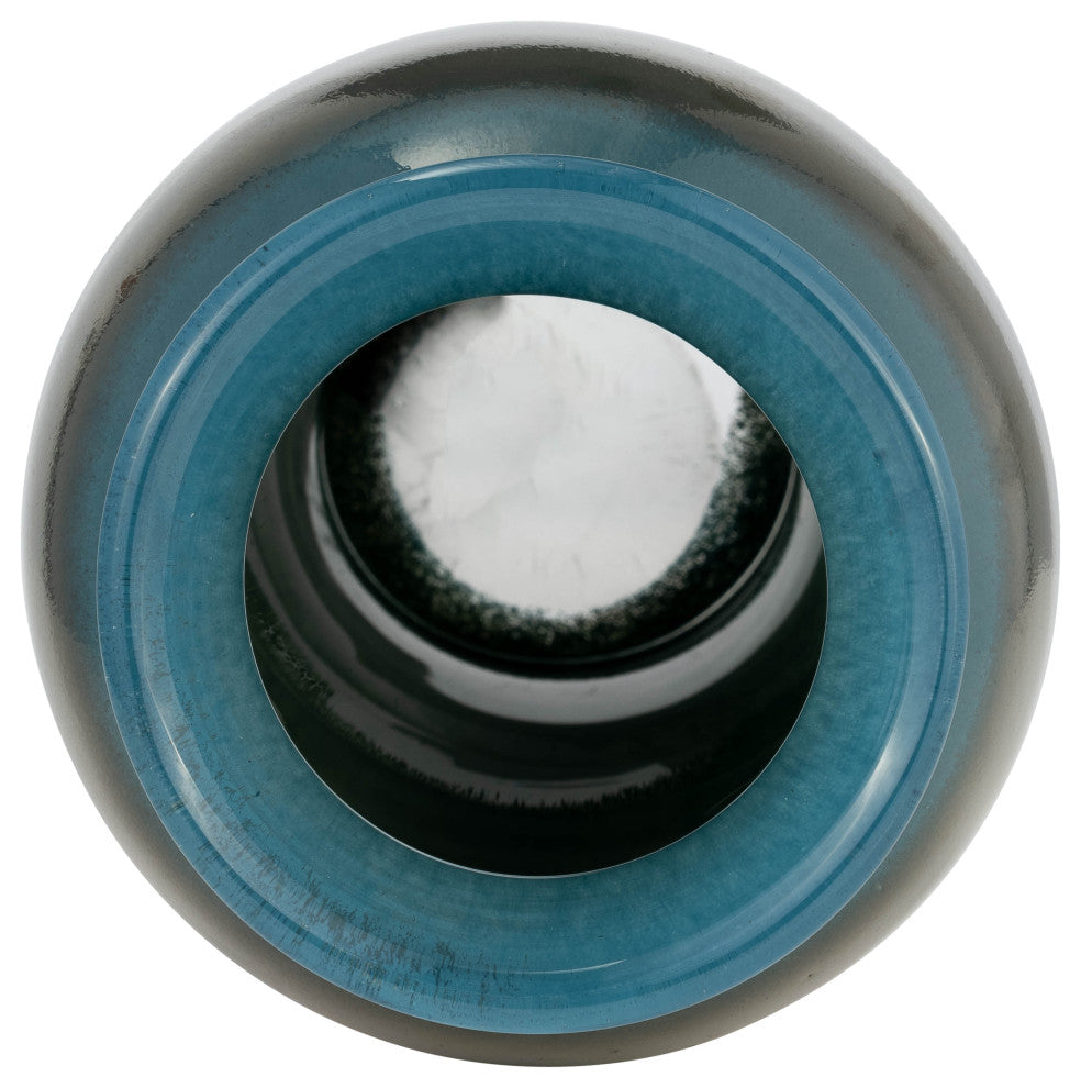 Glass, 16"H Olpe Vase, Teal