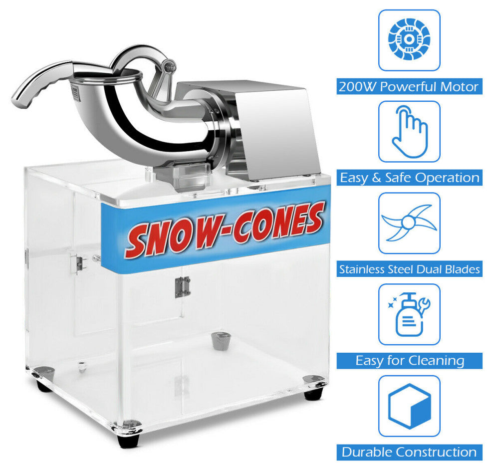 Costway Electric Snow Cone Machine Ice Shaver Maker Shaving Crusher Dual Blades