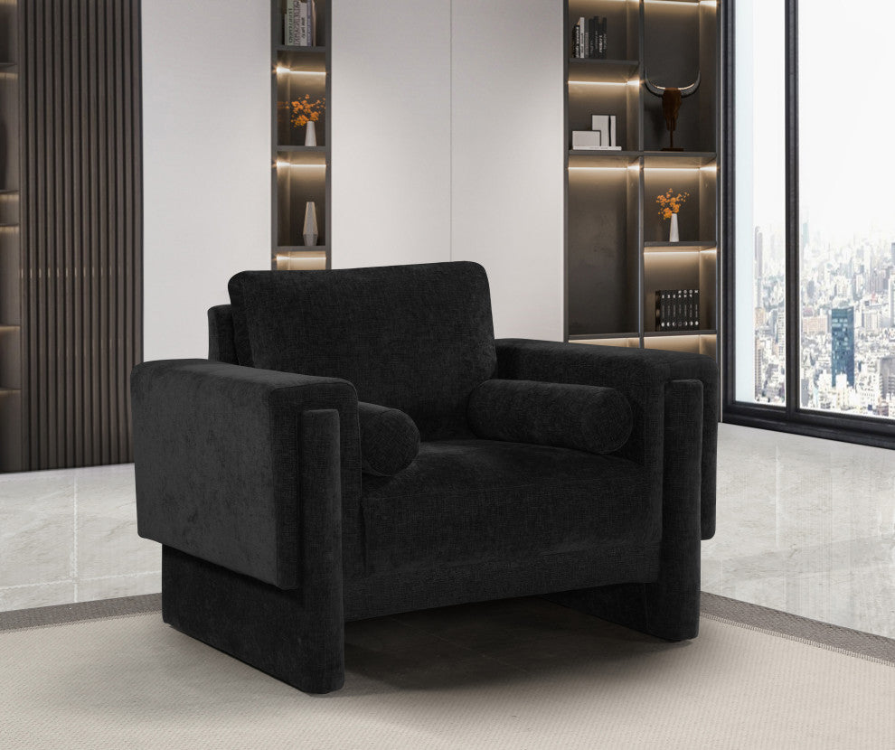 Madeline Chenille Fabric Upholstered Chair, Black, Chair
