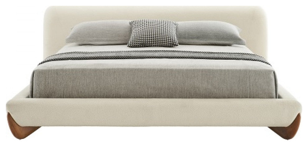 Modrest Fleury Cream Fabric and Walnut Bed, Eastern King