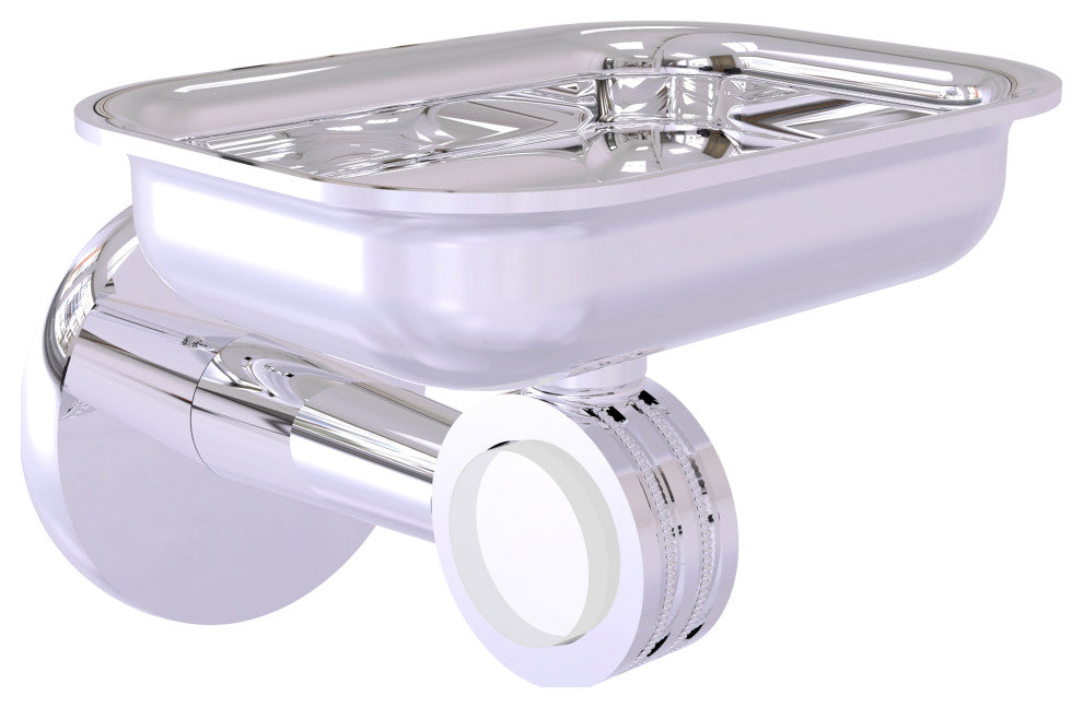 Clearview Wall Mounted Soap Dish Holder with Dotted Accents, Polished Chrome
