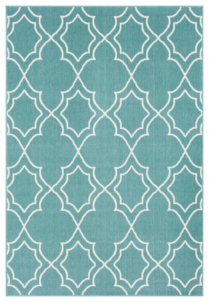 Alfresco Trellis Teal, White Area Rug, 8'9"x12'9"