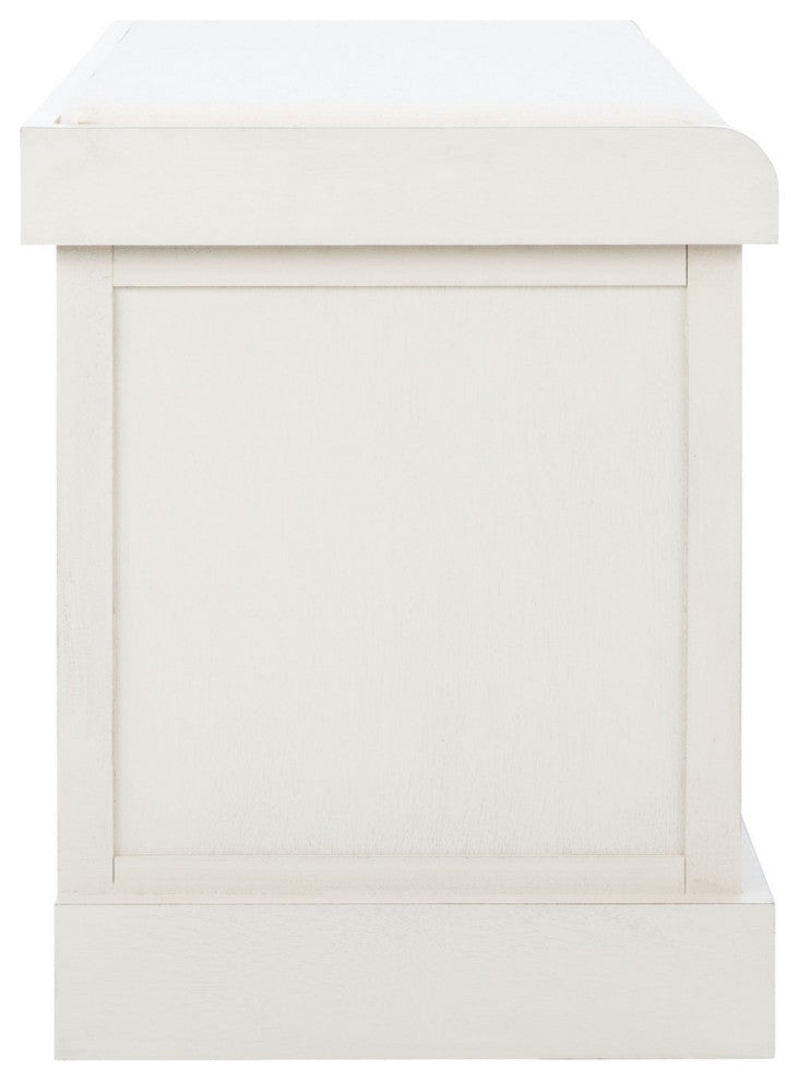 Safavieh Landers 2 Drawer Cushion Bench, Distressed White