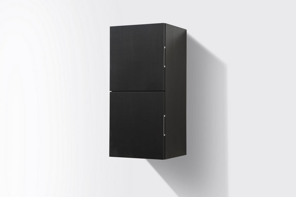 Bliss 12"W x 24"H Linen Side Cabinet, 2 Doors, Nature Wood Finish, Black
