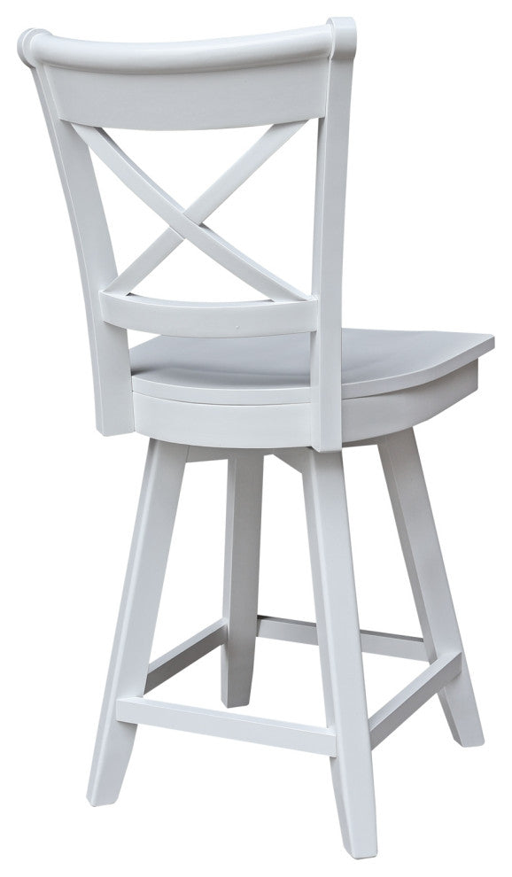 Charlotte Counter Height Stool with 24 in. H Swivel Seat in White