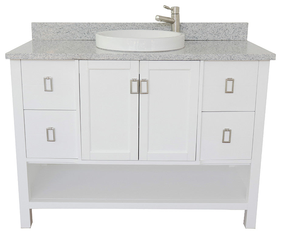 49" Single Vanity, White Finish With Gray Granite Top