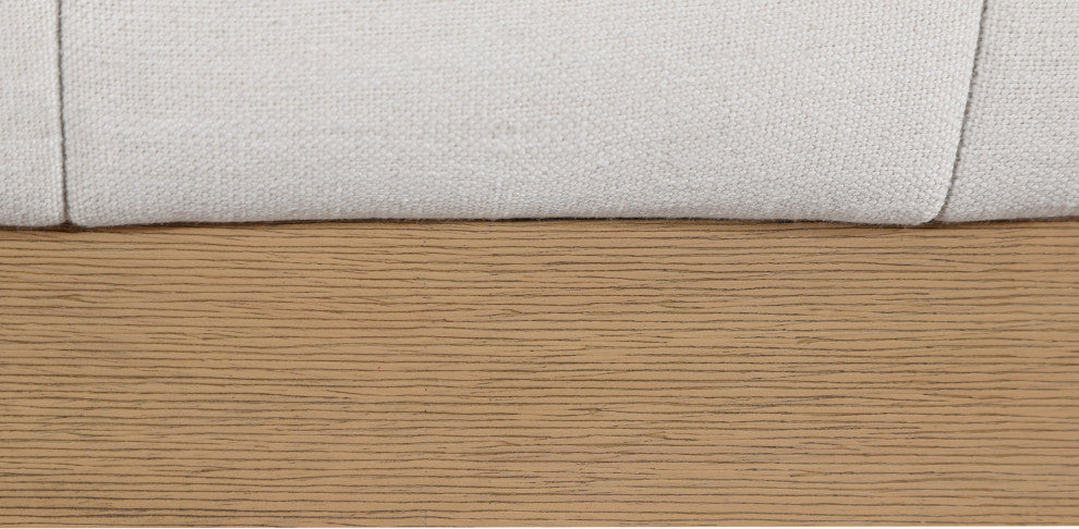 Lucia Beige Linen Textured Fabric Full Bed, Cream, Full, Natural Finish