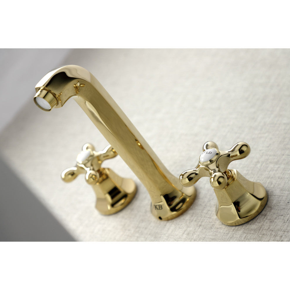 Kingston Brass KS4122AX 2-Handle Wall Mount Bathroom Faucet, Polished Brass
