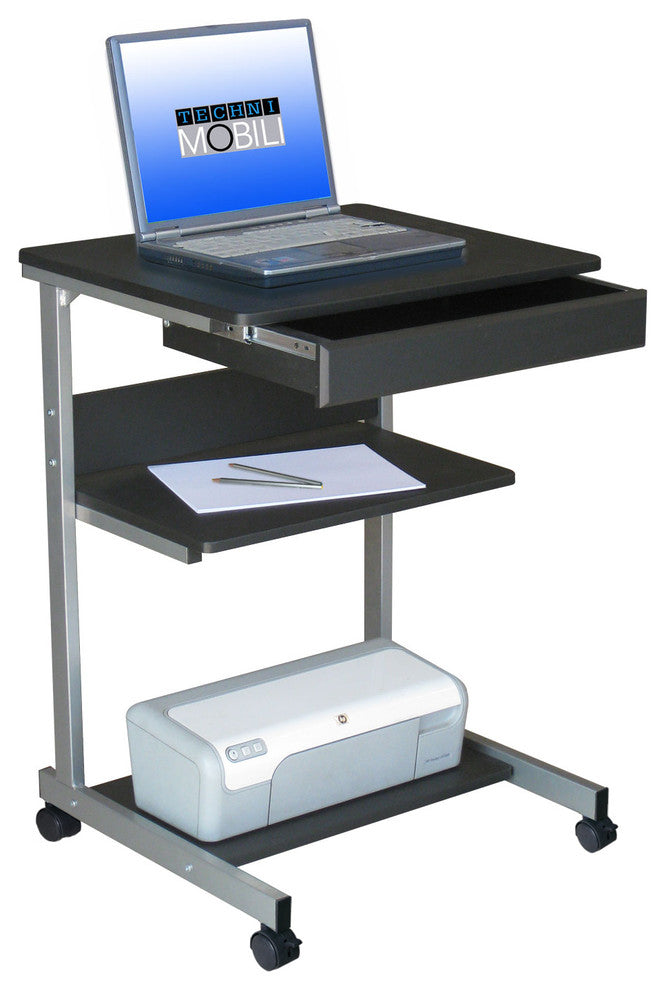 Techni Mobili Rolling Laptop Cart With Storage, Graphite