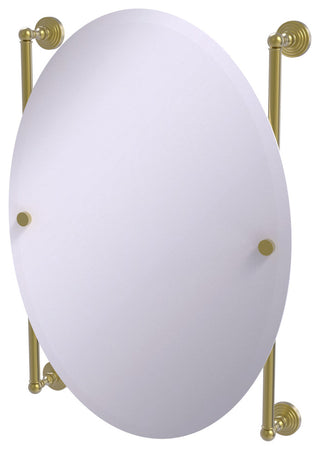 Waverly Place Oval Frameless Rail Mounted Mirror, Satin Brass