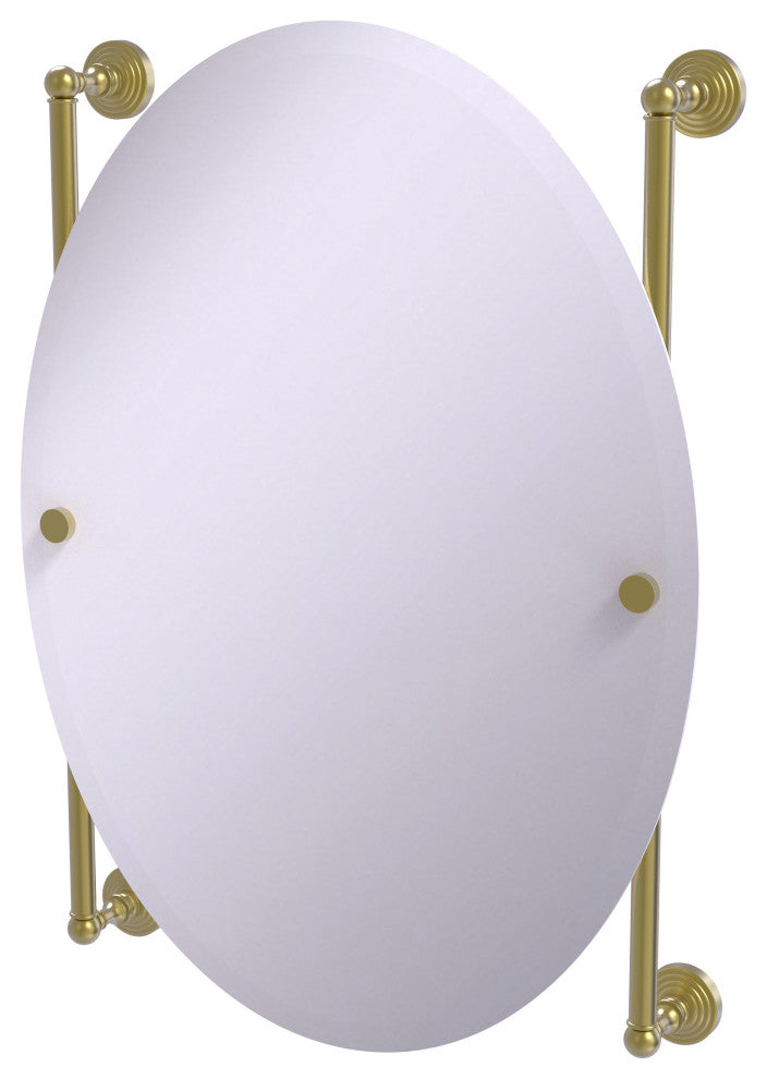 Waverly Place Oval Frameless Rail Mounted Mirror, Satin Brass