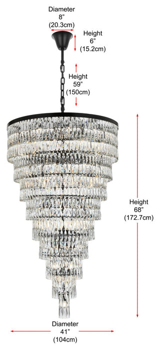 Home Living 41" Rectangular Chandelier, Black