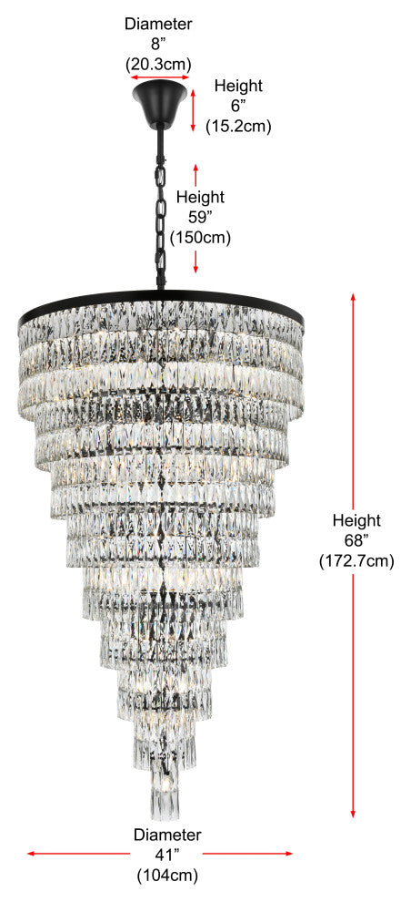 Home Living 41" Rectangular Chandelier, Black
