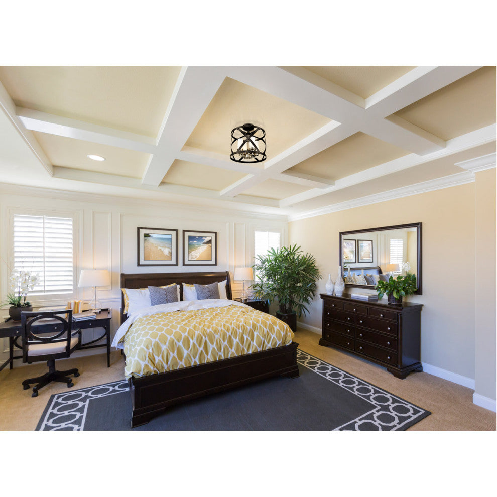 Zlite 481SF15-MB-BN 4-Light Semi Flush Mount, White