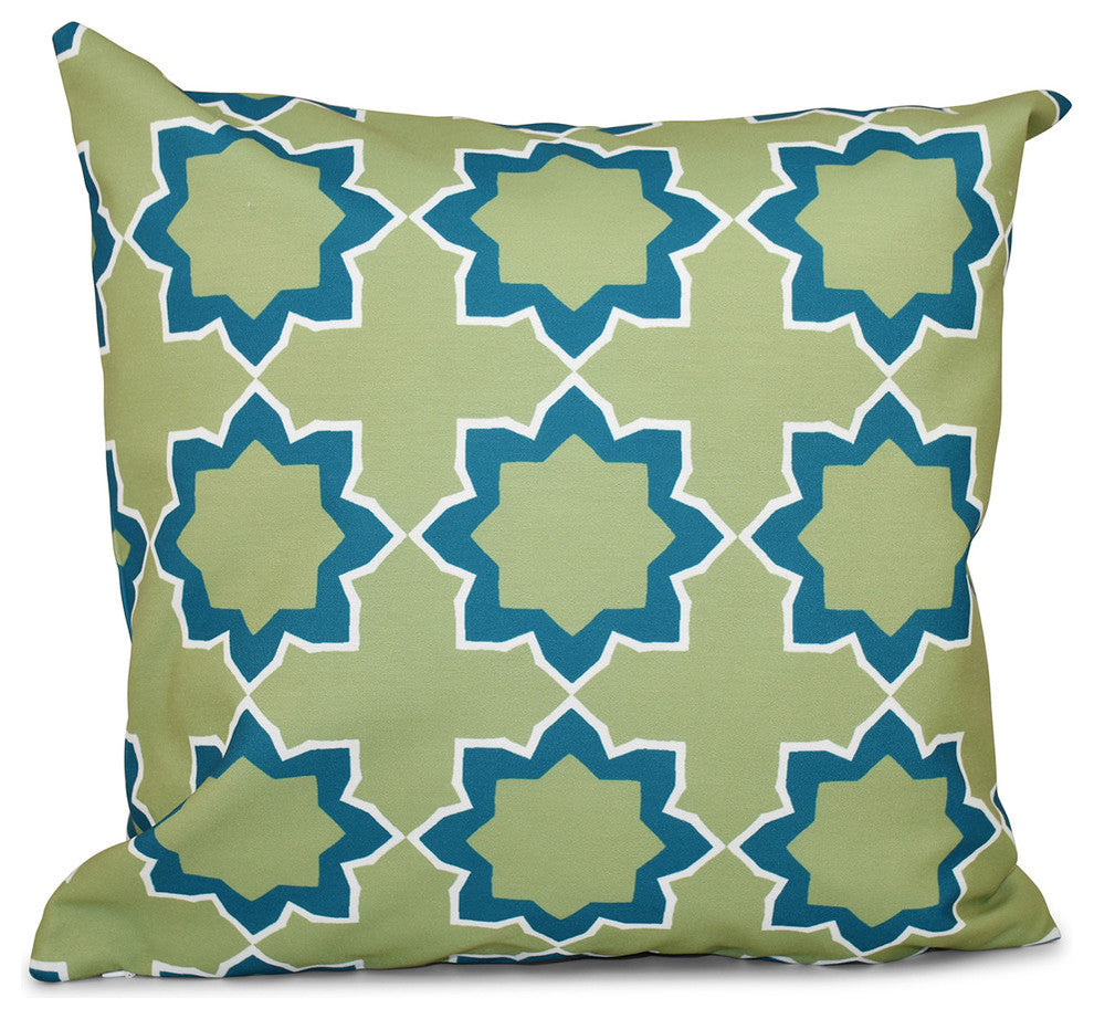 Bohemian 2, Geometric Print Pillow, Teal, 18"x18"