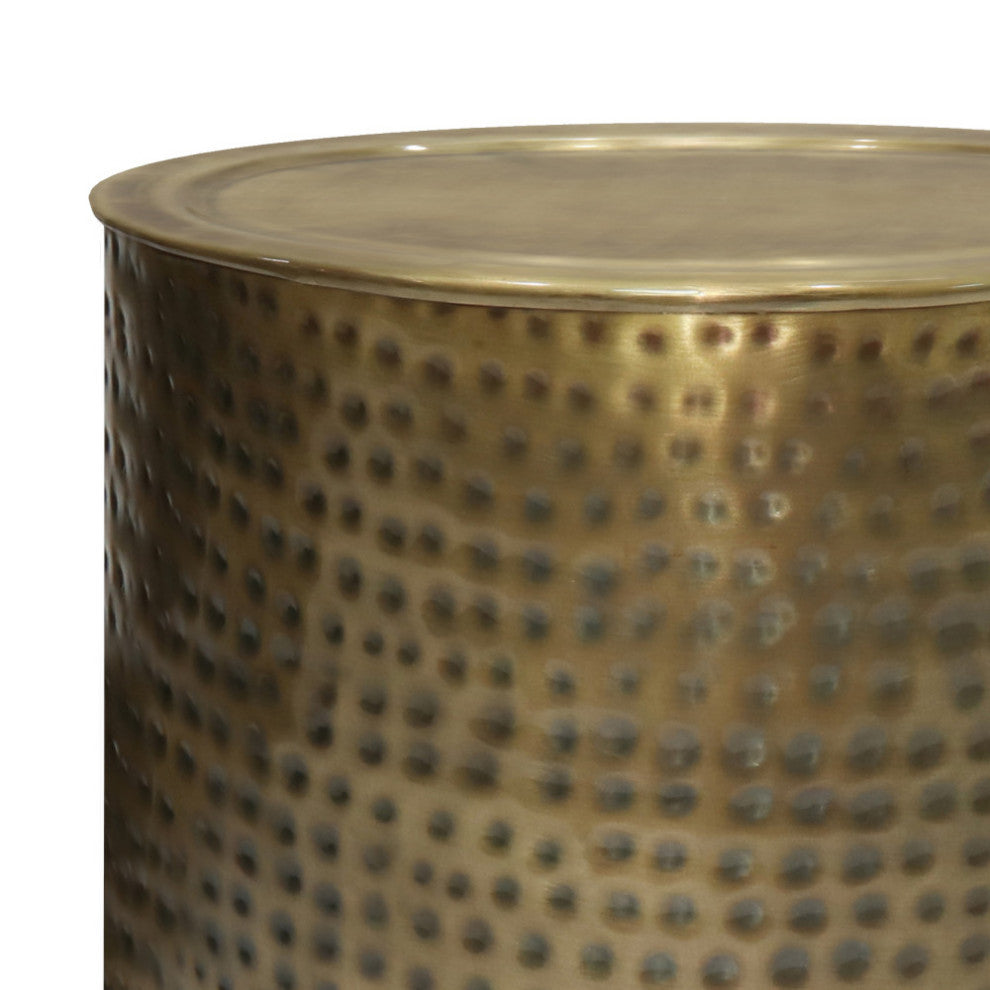 Corbin Metal Side Table, Hammered Antique Gold