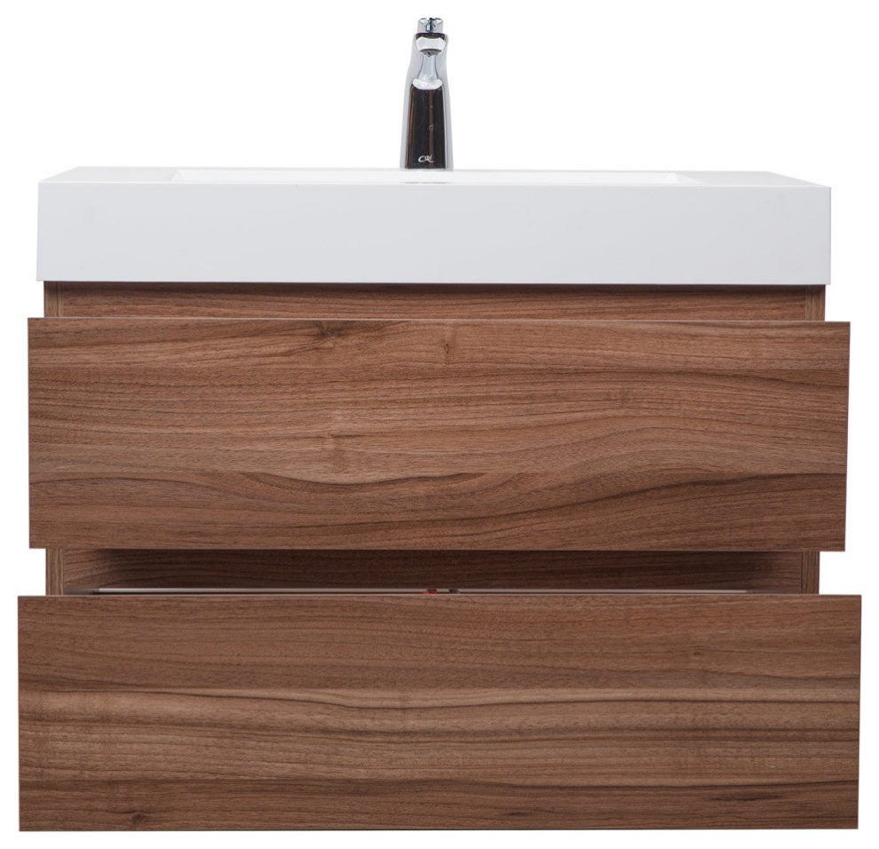Angela 32" Wall Mount Bathroom Vanity, Walnut