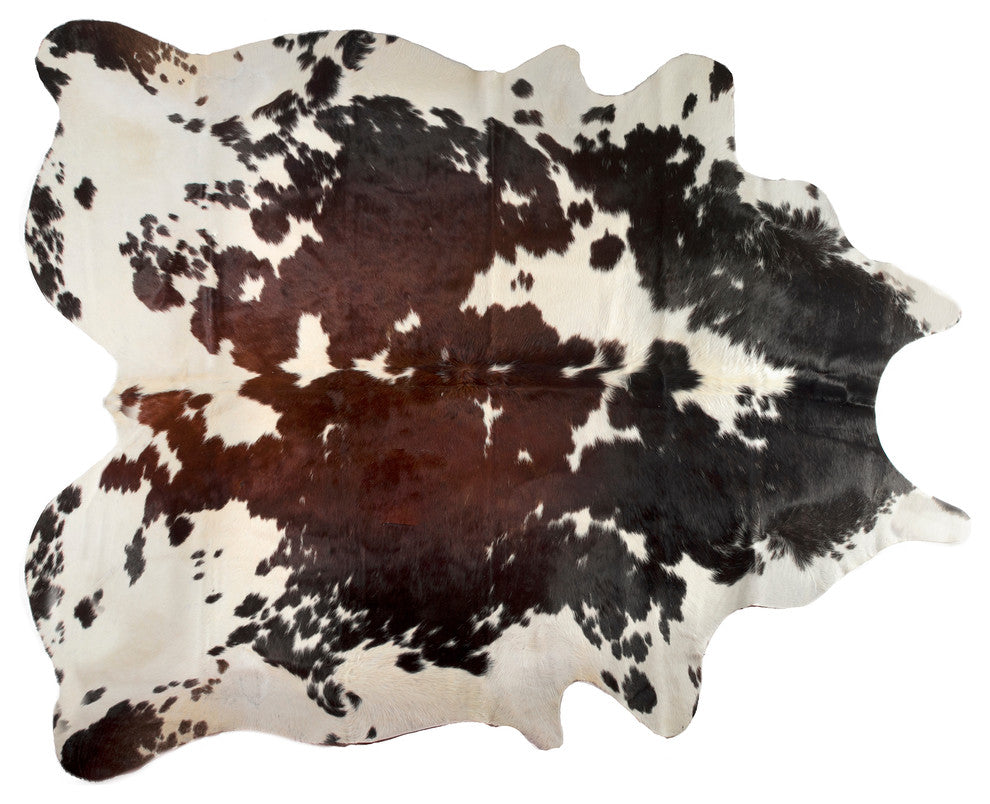 6'x7' Kobe Exotic Cowhide Rug, Tricolor Dark
