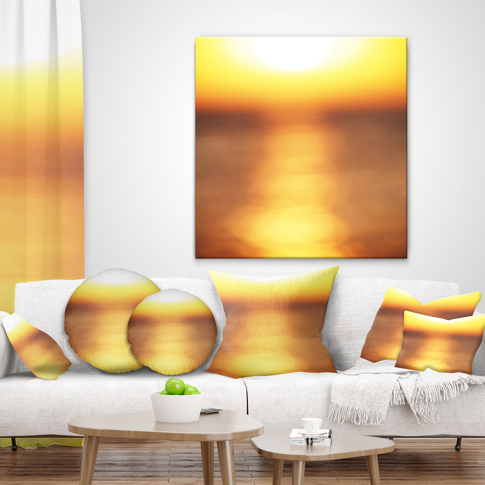 Abstract Yellow Sunset Reflection Landscape Wall Throw Pillow, 18"x18"