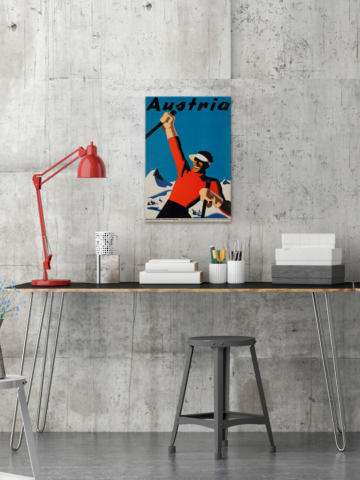 "Ski Austria" Painting Print on Wrapped Canvas, 24"x36"