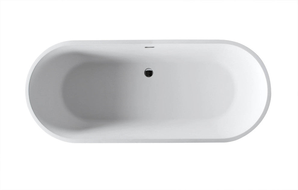 Calabria 28 x 67 Artificial Stone Freestanding Soaker Bathtub with Center Drain