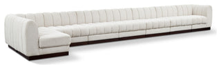 Quinn Chenille Upholstered 8-Piece L-Shaped Modular Sectional, Cream