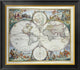 "Map of The World" Framed Canvas Giclee by Frederick De Wit, 26x23"