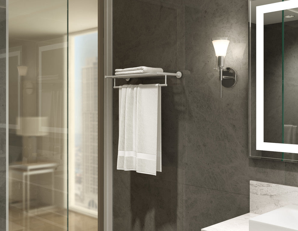Dia 22 Inch Towel Shelf with Mounting Hardware, Satin Nickel