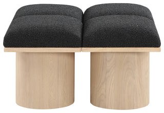 Pavilion Boucle Fabric Upholstered 4-Piece Modular Bench, Black, Natural Finish