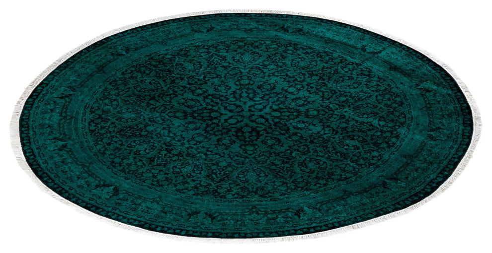 Fine Vibrance, One-of-a-Kind Hand-Knotted Area Rug Green, 6'1"x6'1"