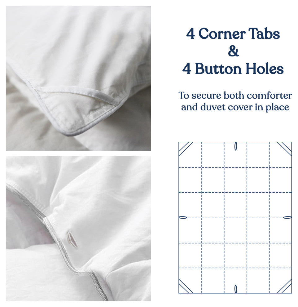 Delara GOTS Certified Lightweight Duvet Insert 300GSM Fill Weight 400TC, King, 108"x92"