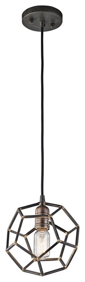 Rocklyn 8"W 1-Light Mini Pendant Light Fixture by Kichler Raw Steel Finish with